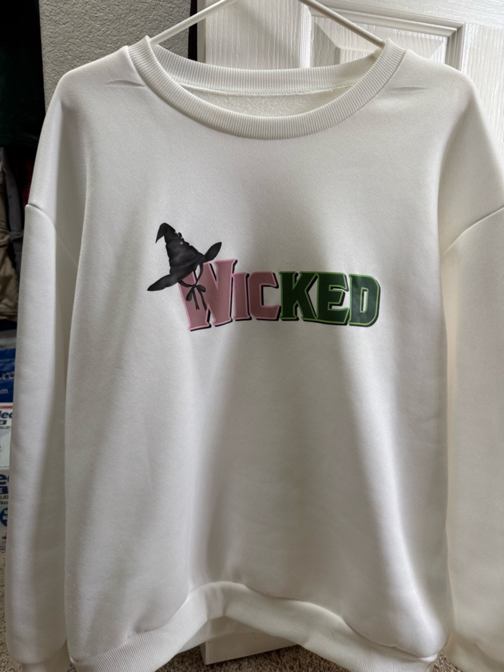 Wicked Glinda pink and Elphaba green Graphic White Women's Sweatshirt